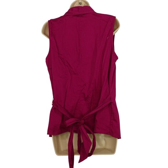 Venezia Sleeveless V-neck Collared Wrap Blouse Women Size 14 16 Tie Back - Picture 3 of 8